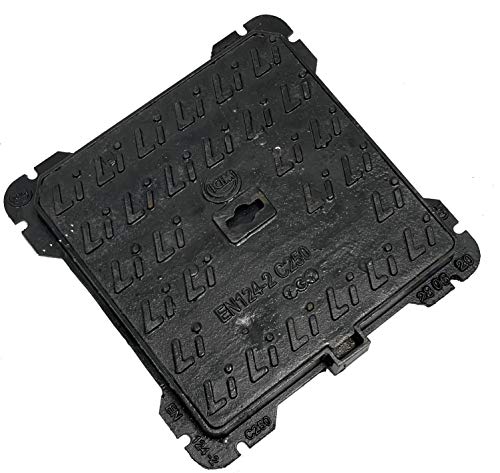 EINSIDE Tapa de registro de hierro fundido clase C250, Tapa alcantarilla con marco certificado UNI EN124-1/2, 60 x 60 cm