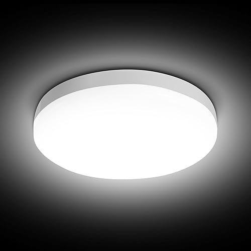 ECOWHO Flush Mount Ceiling Light Fixture, 5000K 15W LED Ceiling Lights 9 Inch 1500LM Modern Round Flat Surface Lighting for Bedroom Kitchen Living Room Closet Garage Hallway Daylight White