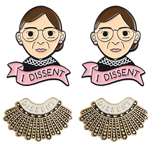 Image of RBG Pins Ruth Bader Ginsburg Pins I Dissent Pins RBG Dissent Collar Feminism Pins Women'S Rights Judge Badge Pins 4 pcs