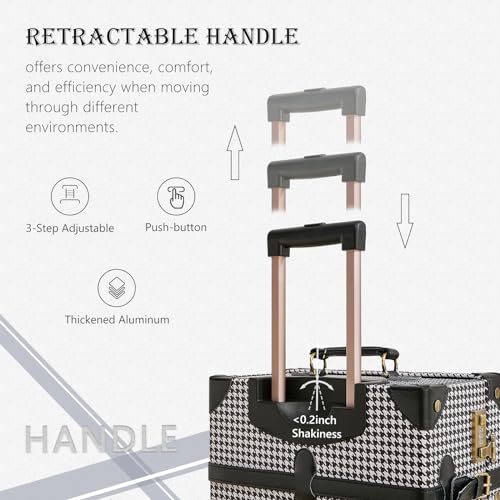 Image of UNIWALKER Vintage Luggage Set of 3, Retro Spinner Trunk with Combo Lock for Women, Cute Designer Travel Suitcase Set with Train Case (26 inch+20 inch+12 inch, grid)