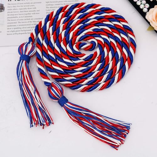 Image of GraduationMall Double Graduation Honor Cords Royal Blue /Red /White 68 inch