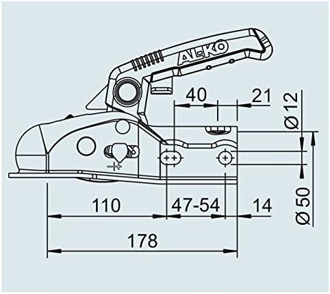 AL-KO AK 161-50 mm Ball Coupling Dimensions Diagram