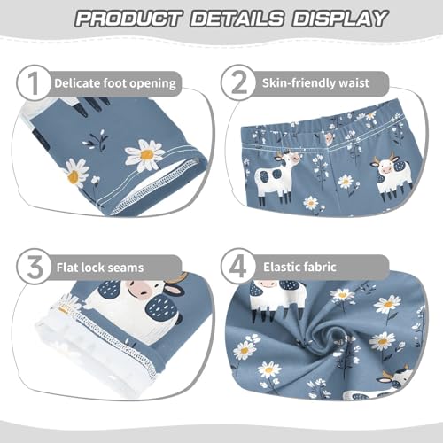 Cow and Daisy Flower Girls Casual Leggings for Kids Printed Long Pant Bottoms Stretch and Soft3