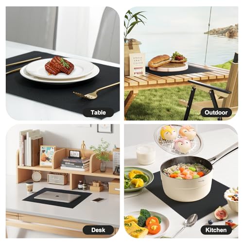 Sets de table pour cuisine et repas en extérieur lot de 8 tapis de table noirs - 8