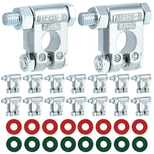 QWORK 8 Pairs Military Spec Battery Terminals with Marked Positive/Negative Tapering, for Top Post Batteries in Cars, RVs, Boats,