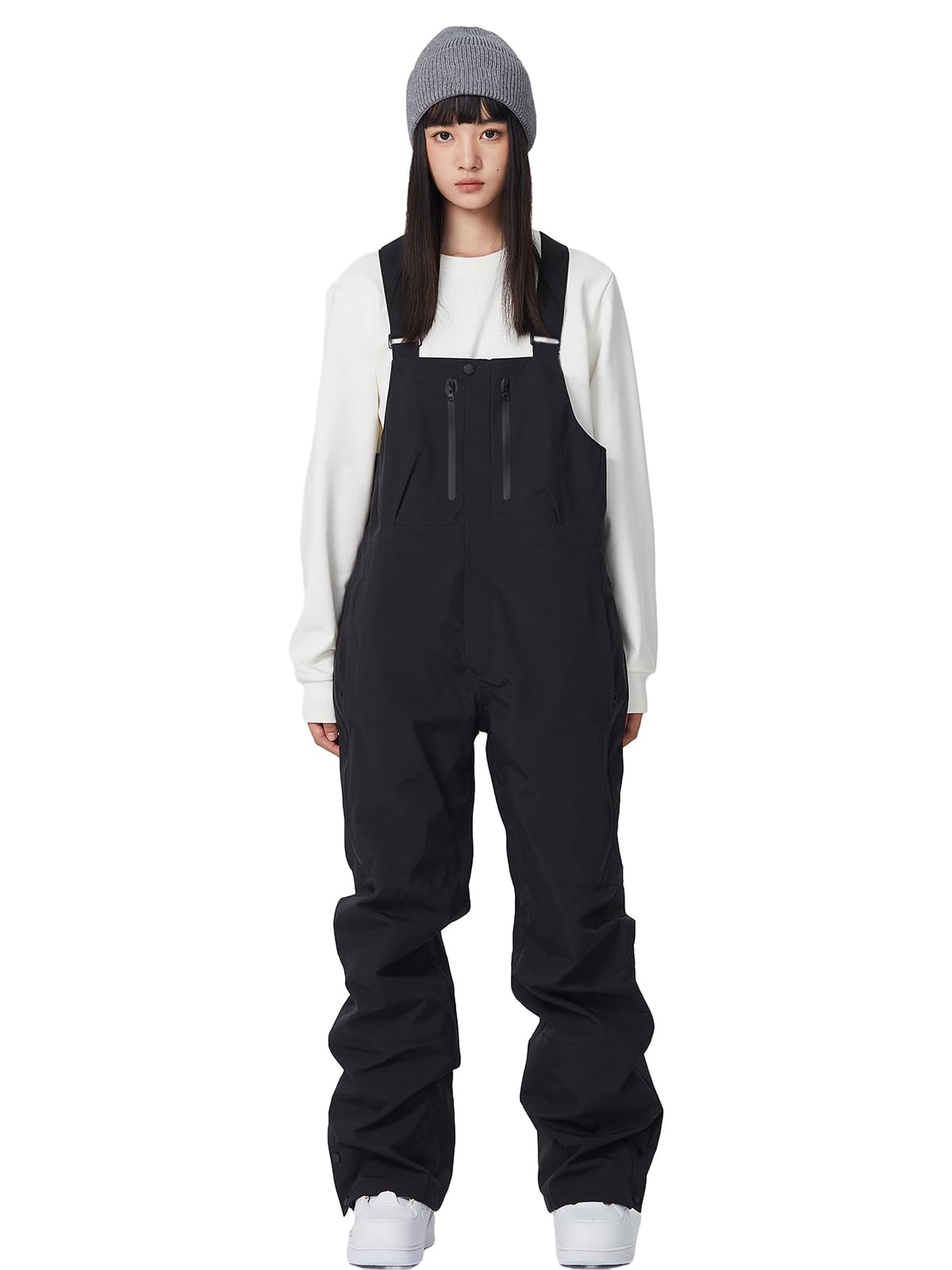 YEEFINE Men and Women's Ski Snowboard Pants Bibs Insulated Unisex Winter Waterproof Snow Hiking Pants Overalls(Black,XL)