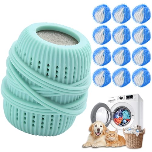 Pet Hair Remover for Laundry,Reusable Dog & Cat Hair Remover for Laundry Effectively Laundry Pet Hair Catcher for Clothes and Bedding,Suitable for lint Catcher for Washing Machine (12, Blue)