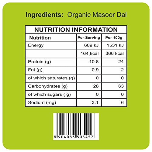 Image of 24 Mantra Organic Unpolished Masoor Dal /Red Lentil - 1 Kg | 100% Organic | Chemical Free & Pesticides Free | Tastier & Rich Flavour (Pack of 5)