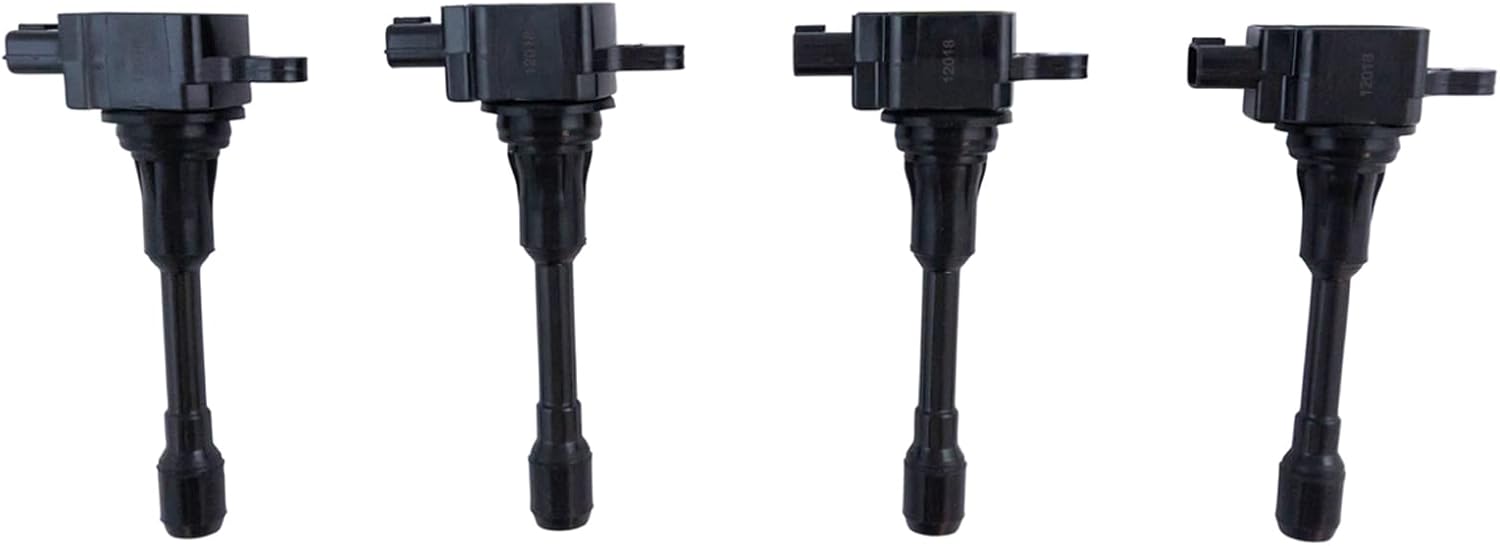 TRQ Ignition Coil and Spark Plug Kit 4 Piece Iridium Spark Plugs Compatible with 2007-2013 Nissan Altima 2008-2013 Rogue 2007-2012 Sentra