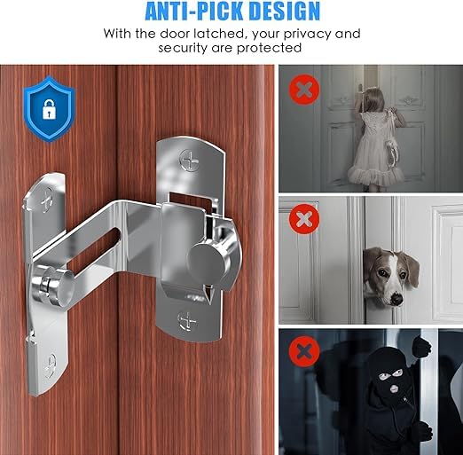 SAKRIMAL 90 Degree Flip Stainless Steel Latch, Security Barn Door Lock,Stainless Steel Gate Latch Security Door Latch for Barn, Garden, Bathroom, Outdoor, Garage, Window, Sliding Door (3) 1
