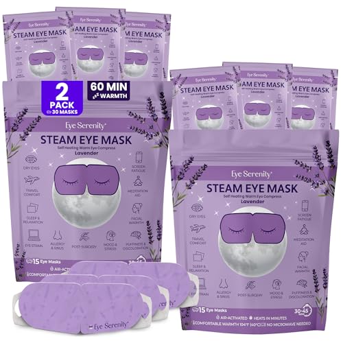 Image of Lure Essentials Steam Eye Mask, Heated Eye Mask, Self Heating Warm Compress for Dry Eyes, Fast Relief for Stye, Puffy Sensitive Eyes, Moist Heat, Relaxation Gifts for Women and Men - Lavender