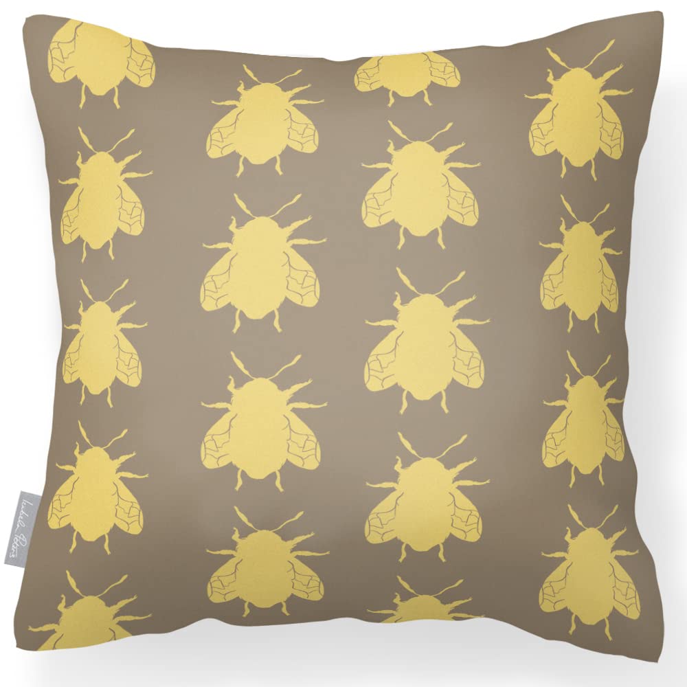 Izabela Peters Bees - Taupe Waterproof Outdoor Cushion, 43 Cm, Filled, Garden Furniture Seat Cushions For Chairs