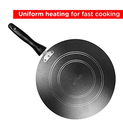 Image of IBELL 3-Layer Durable Aluminium Non-Stick Tawa 290mm | Big Dosa, Roti, Chapati & Pathiri Pan | Scratch-Resistant Interior | Even Heat Distribution | Black