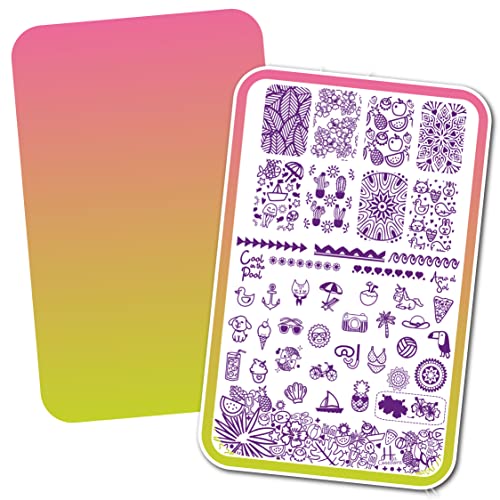 Nail Art Stamping Plate - Cool in the Pool - Unique & Original Design By Colombian Nail Artist H la Cosedora