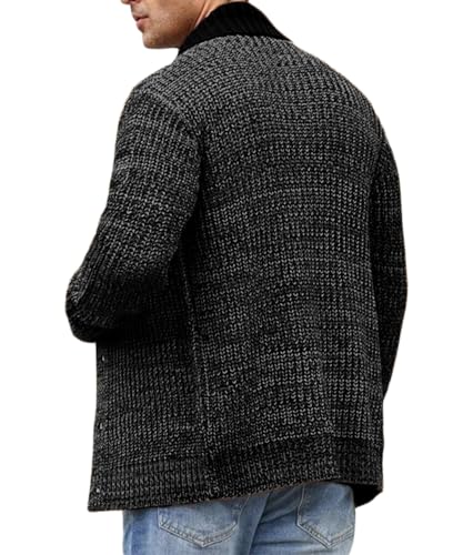 Cardigan Sweaters for Men Slim Fit Long Sleeve Button Shawl Collar Lightweight Big and Tall Knitted Sweaters3