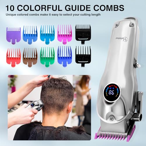 Gabrella Men’s Barber Clippers Waterproof Cordless Hair Clipper & Shaver, Rechargeable Trimmer, Male Grooming Set, Colorful Guide Combs - Image 2