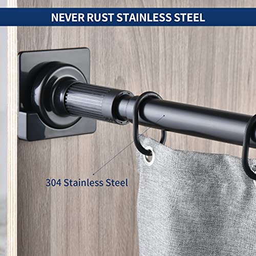 1 Inch Shower Curtain Rod 46-76 Inches, Double Adjustable Black Shower Curtain Rods Stainless Steel, Spring Tension Curtain Rod With Holder, Anti-Slip Waterproof For Bathroom Window #TOP1