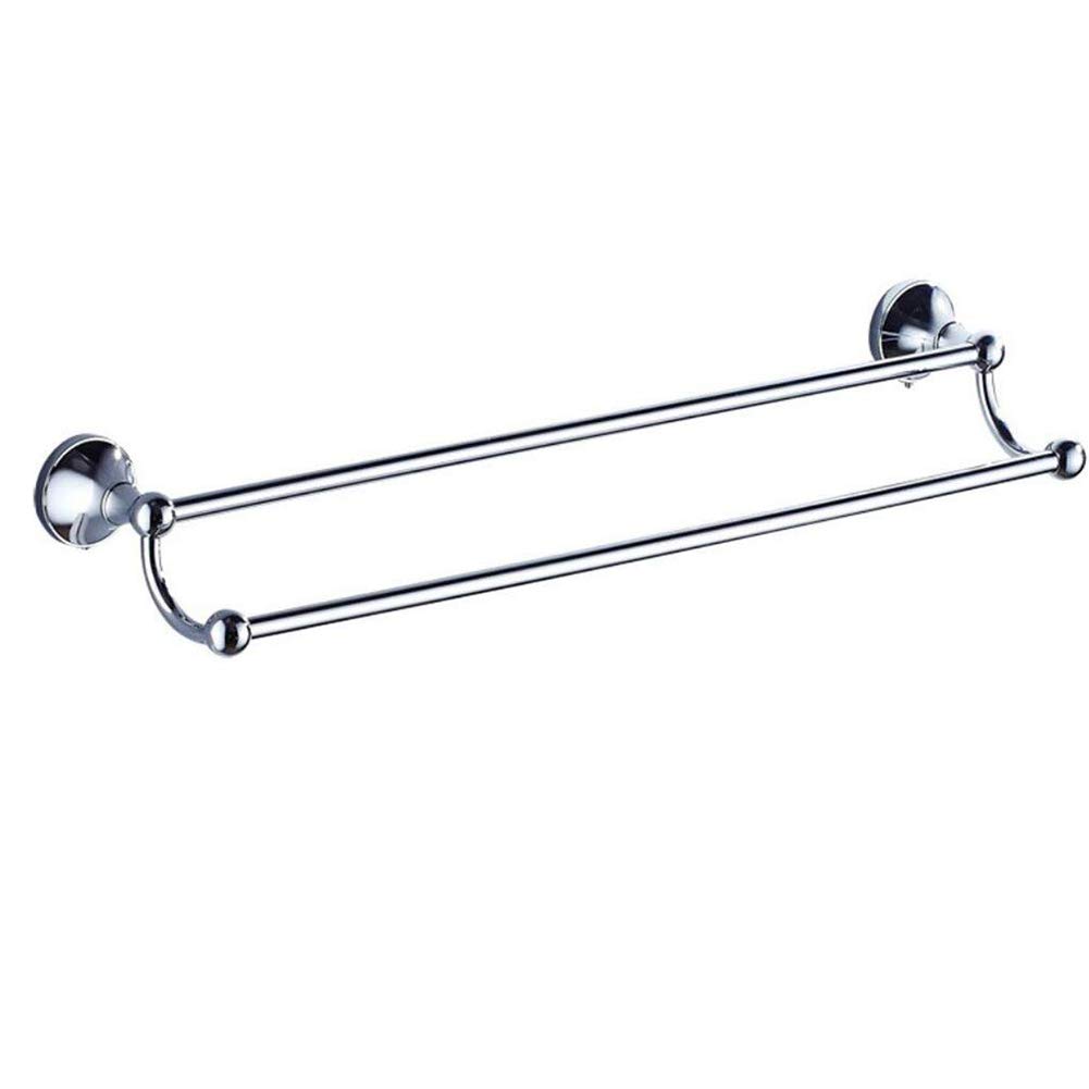 Double porte-serviettes rétro pour salle de bain - 60 cm - Double couche - En laiton (chromé)