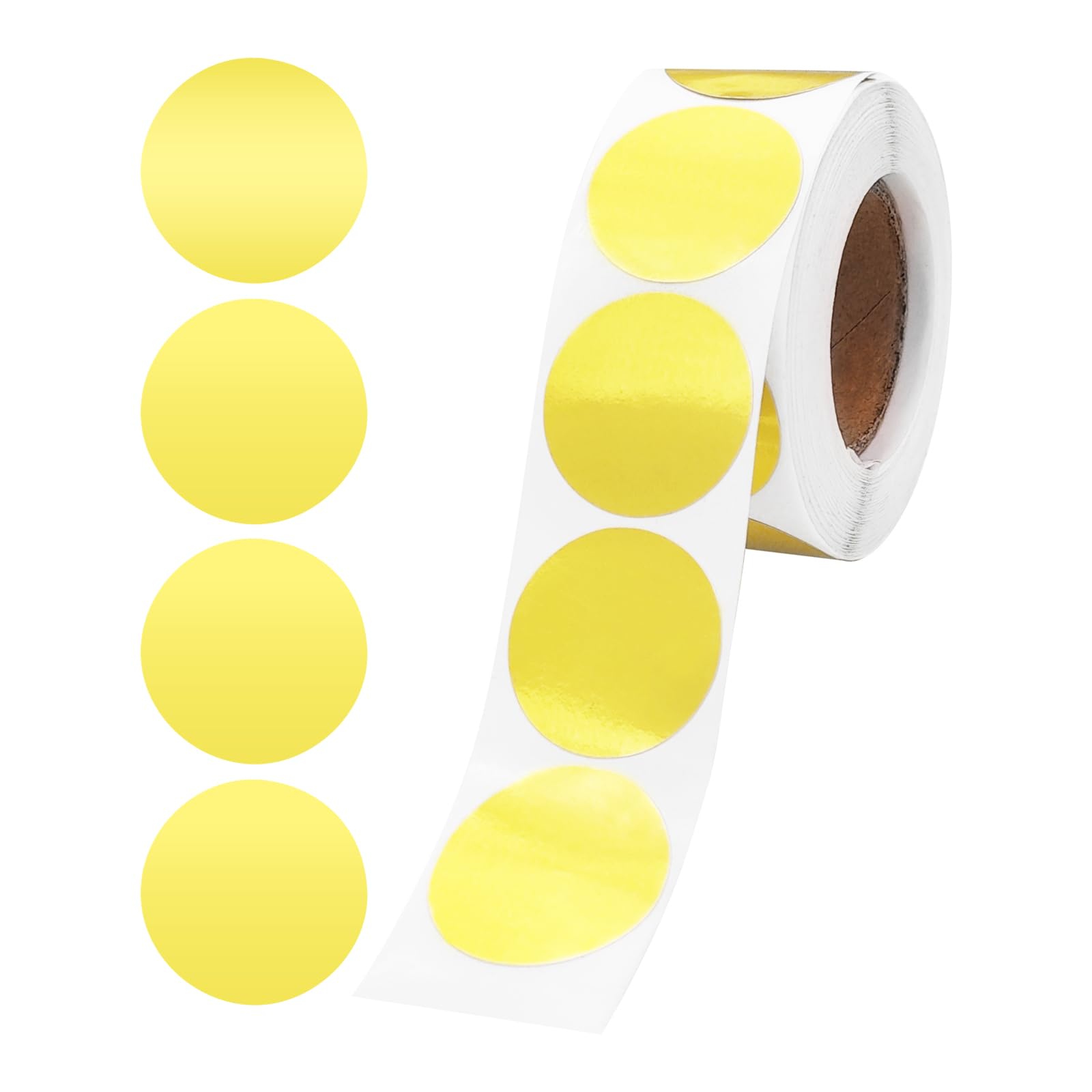 HFZRZFH 500 Pack 1 Inch Gold Scratch-Off Stickers - Round Self-Adhesive Foil Dot Labels for DIY Lottery, Raffle, Color Coding, Envelope Seals