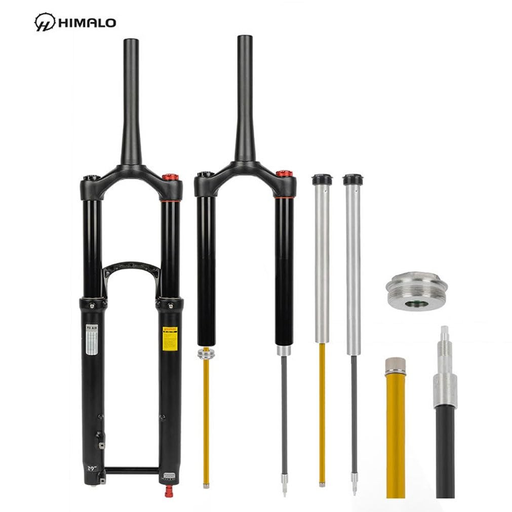 DH MTB Pneumatische Gabel 26 27,5 29 Federgabel für Mountainbike Reisen 180 mm 1-1/2 Zoll konische Steckachse 15 x 110 mm Boost Gabel einstellbare Rückkehr Manuelle Verriegelung (Color : Gold, Size :