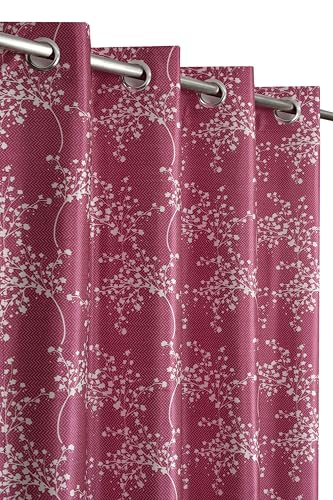 Image of Floral Printed Home Decor Curtains for Living Room, Bedroom Doors and Windows Panel, Parda, Eyelets Hanging, Wine Color, 4 x 5 Feet, 1 Piece