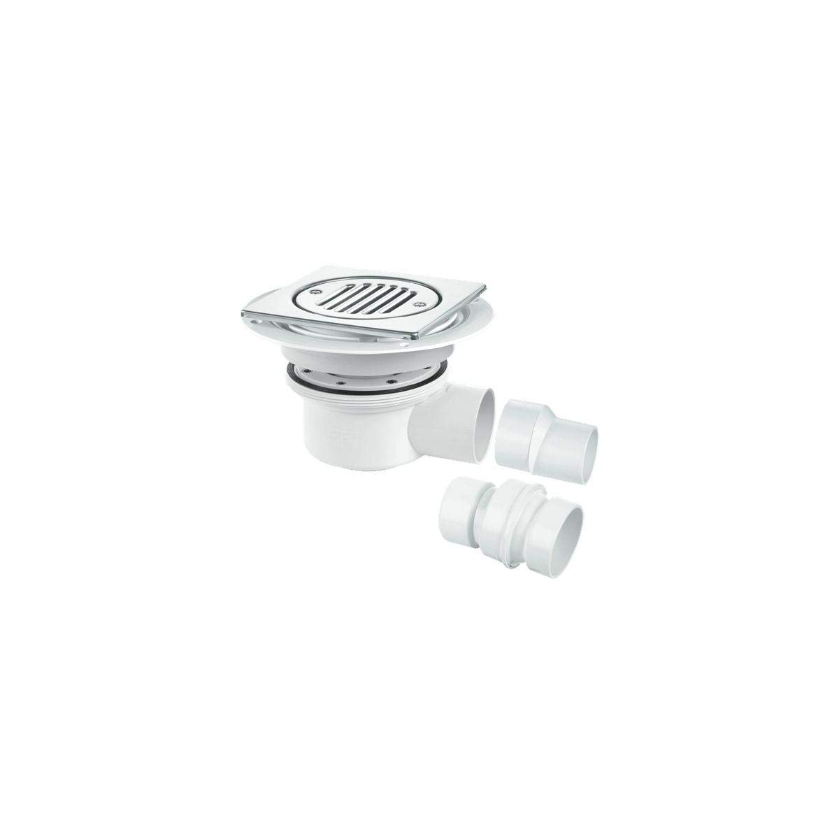 Mcalpine Tsg52T6Wh Two Piece 50mm Water Seal Trapped GullyTile/grating With Removable Grid2" Horizontal Outlet from B&Q