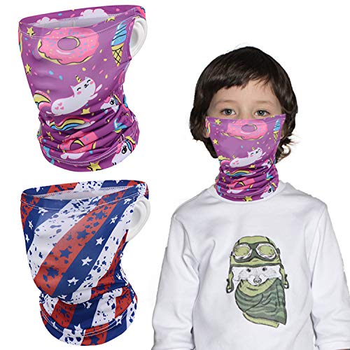 Vekola 2 Pcs Kids Neck Gaiter Face Mask