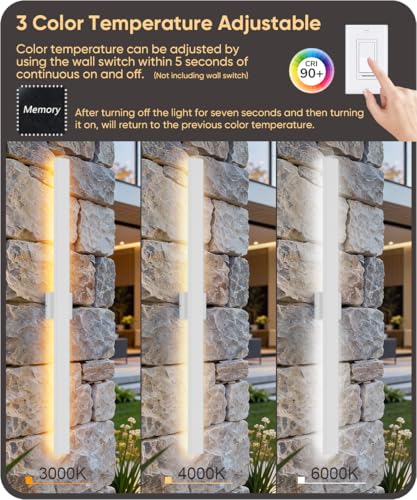 Image of Aipsun 47.2 inch LED Outdoor Wall Light, Modern White Exterior Lighting Fixture