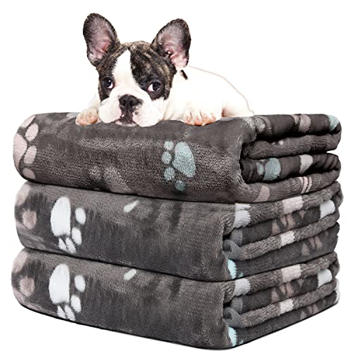 Hundedecke, waschbar fleecedecke, katzendecke, 3 Pack Weiche Warme Haustier Decken für Kleine Mittlere Hunde Katzen, Mit niedlichem Knochen-Druck, Haustierdecke Schlafmatte für Sofa Bett,50 * 60CM