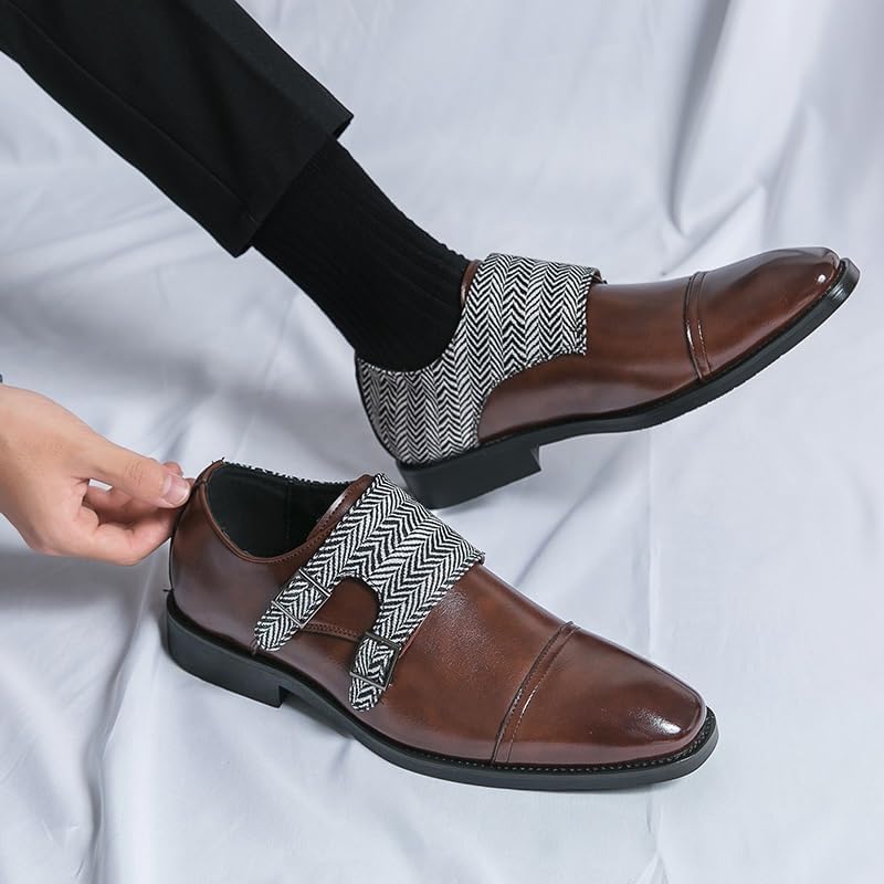 YZABEL Classic Dress Shoes for Men Round Toe Slip Low Top Lug Sole Slip-On Oxford Dress Wedding Office Work Tuxedo Shoes4