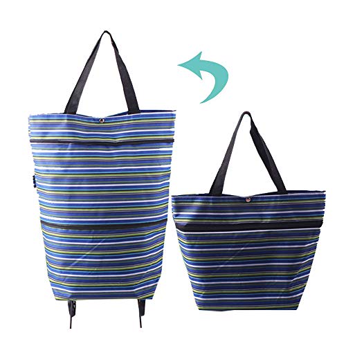 YLOVOW Bolsas de supermercado Reutilizables, Bolsa de Carrito de Compras Plegable con Ruedas, para Mujeres, Viaje, hogar, Cocina, supermercado,6