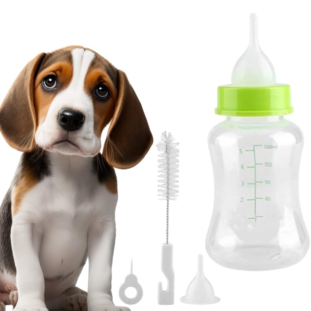 Sage Square Pet Milk Feeding Nursing Bottle Kit 150ml with Naples and Cleaning Brush for New Born Puppies, Ergonomic Design for Comfortable Feeding Sessions (Color May Varry) (B0CSMZPJ7N) Amazon Price History, Amazon Price Tracker
