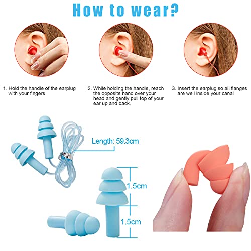 Gehoorbescherming oordopjes set, 12 paar herbruikbare siliconen oordopjes, oordopjes voor slapen, waterdicht, zacht… - Image 3