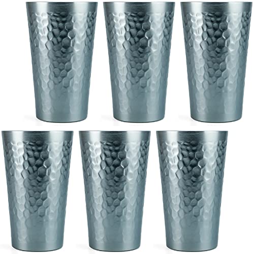Catálogo para Comprar On-line cilindros dia del padre más recomendados. 45 Arora - Juego de 6 vasos de metal de aluminio para bebidas, de metal anodizado, color gris martillado, vasos de aluminio para regalo del día del padre, 16 onzas