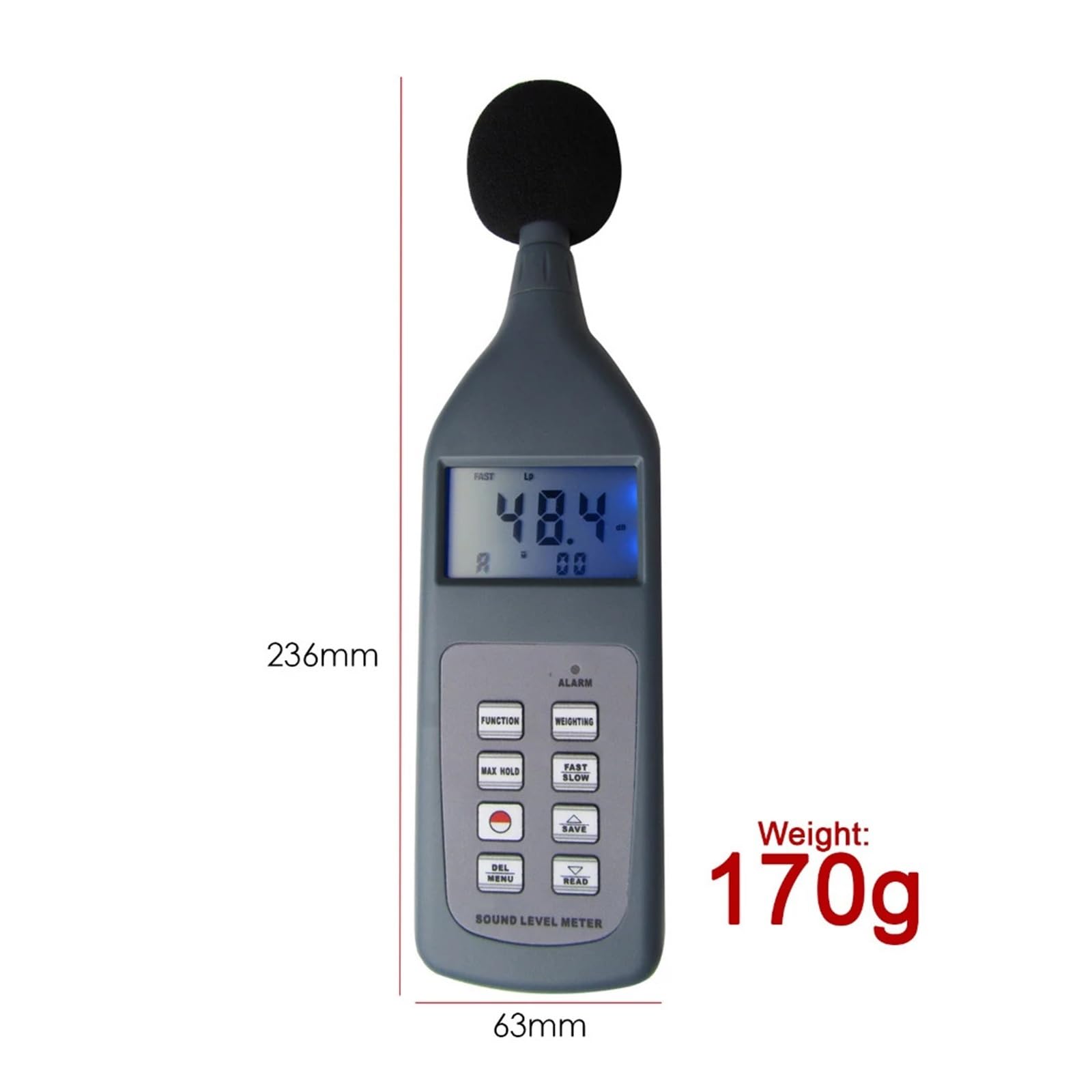Fonometro Digitale Fonometro Digitale da 30 Db a 130 con Funzione Opzionale Allarme Lp, Leq Regolabile Tester del Livello di Rumore Decibel(SL5868P)