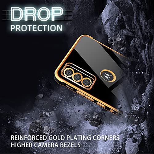 Lotadilo For Moto G Pure Phone Case, Moto G Pure Cases With Astronaut Stand For Women Girls, Girly Cute Spaceman Love Heart Gold Plating 6D Phone Cover With Kickstand For G Pure 2021 6.5'' Black #TOP5