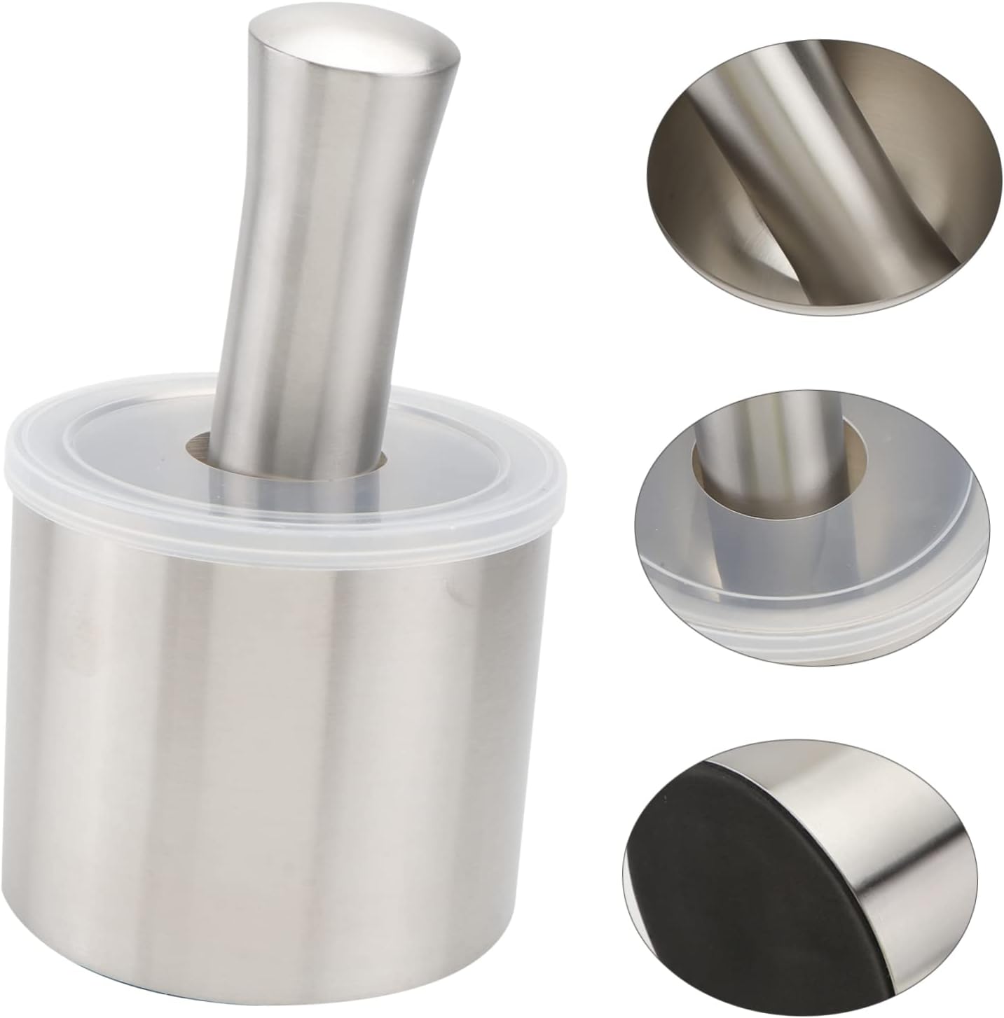 Zerodeko Stainless Steel Garlic Pounder and Medicine Pounding Tank Lid Ergonomic Design for Easy Grinding and Mashing Kitchen Tool for Garlic and Spice Preparation