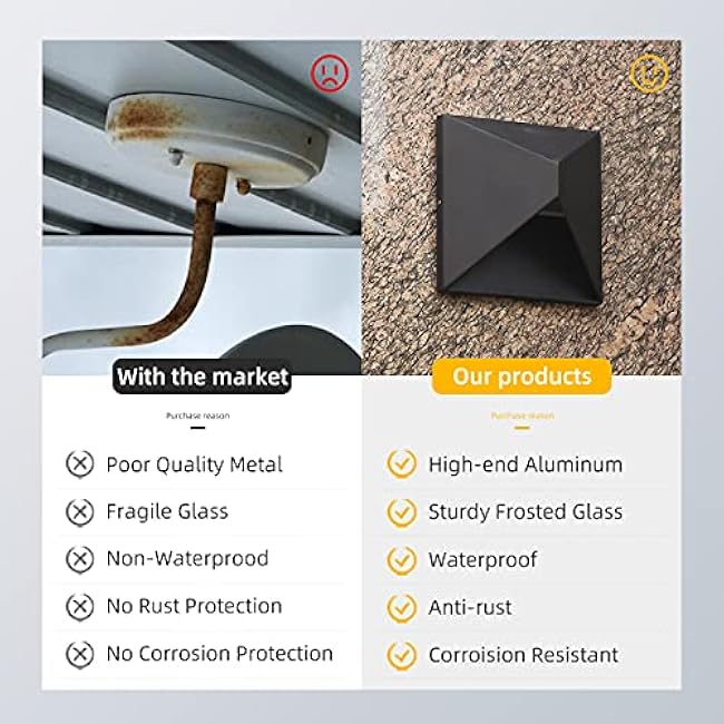 Aluminum Outdoor Sconces Wall Lighting, 8W Outdoor Wall Sconce, LED Porch Lights, Modern Outdoor Light Fixture Wall Mount, Black Wall Light Exterior for House,Enterway,Doorway