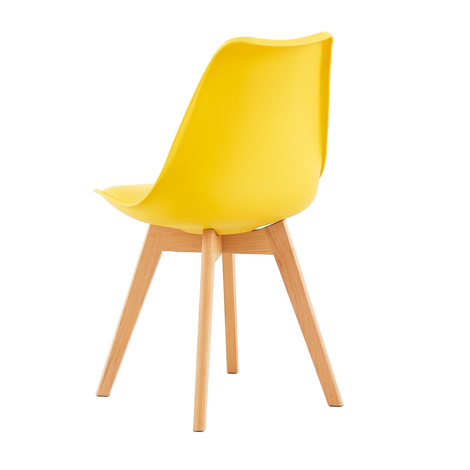 EGGREE Lot de 4 Chaises Scandinaves Multicolores, Chaises de Salle à Manger et de Cuisine, Assise Rembourrée en Simili Cuir PU, Pieds en Bois de Hêtre, Jaune/Rouge/Vert/Orange