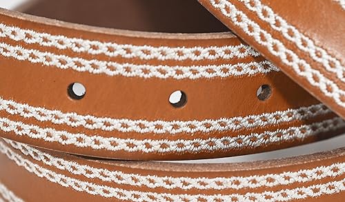 Lucky Brand Women's Embroidered Edge Leather Belt3
