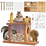 Eichhörnchen Futterhaus Wetterfest, Eichhörnchenhaus, Eichhörnchen Futterhaus aus Holz, Futterstation Eichhörnchen Haus, Eichhörnchen Futterstation, Eichhörnchen Futterautomat aus Holz für Garten