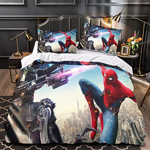 Spider-Man Bettbezug-Bettwäsche-Set Homecoming Film Anime Filmplakat Für Jungen Mädchen Kinder Bettbezug Aus Mikrofaser+ Kissenbezüge Double(200x200cm) Cover
