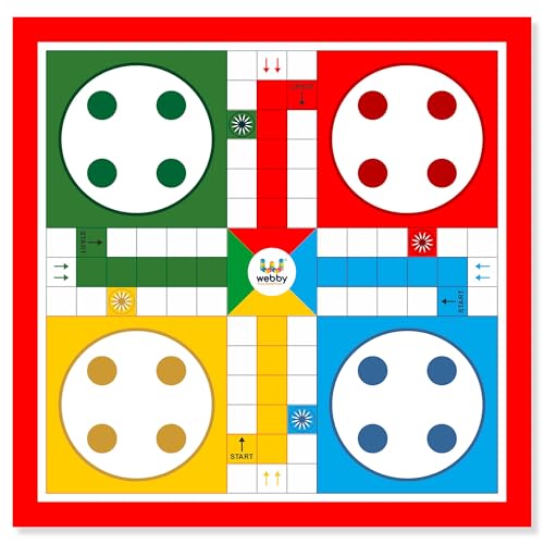 Image of Webby Ludo with Snake and Ladders Double Sided Board Game | Portable Travel Set | Traditional Fun Family Game for Kids and Adults