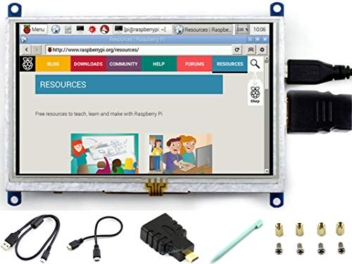 5inch HDMI LCD Resistive Touch Screen LCD, 800x480 Supports Raspberry Pi 4B/3B+/3B/2B/B+/A+/Zero/Zero W,Windows 10/8.1/8/7, BB Black, as Well as General Desktop Computers