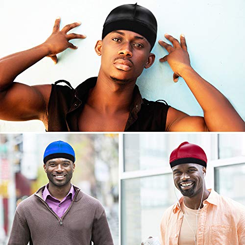 Image of 4PCS Silky Stocking Wave Cap for Men, Good Compression Over Durag （Regular Style）