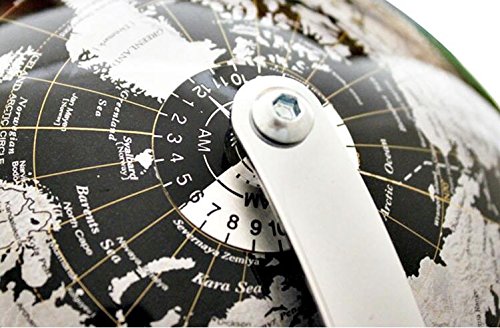 KiaoTime 5 inch Diameter Black SEA Vintage World Globe Antique Decorative Desktop Geographic Globe Rotating Earth Geography Globe Educational Globe Kids Gift (Black with Metal Base)