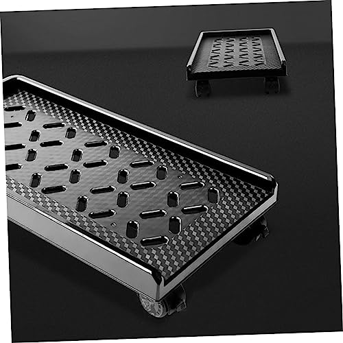 Soporte móvil para CPU con ruedas y freno, estructura de plástico ABS, con abertura para disipación de calor, esquinas redondeadas, soporte inferior estable, acabado negro para uso en oficina y hogar miniatura 3