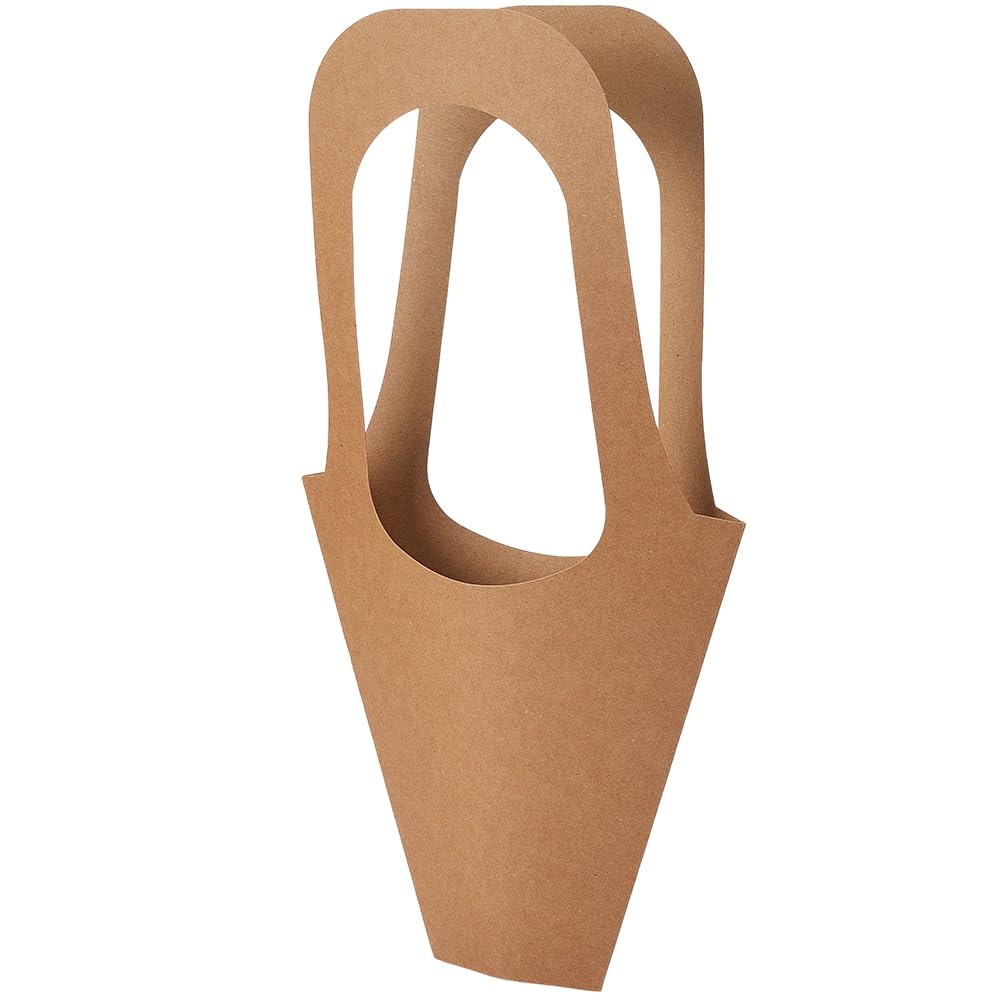 GORGECRAFT 20 bolsa de Regalo de Flores de Papel Kraft Marrón con Asa Cesta de Ramo En Forma de Cono de 42x23cm Envoltura de Flores para Regalo de Boda Cumpleaños San Valentín Floristería Fiesta