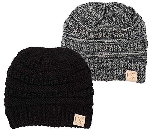 Kids (No Pom) Bundle - 1 Black, 1 Grey/Black #31 (2 Pack) #TOP23