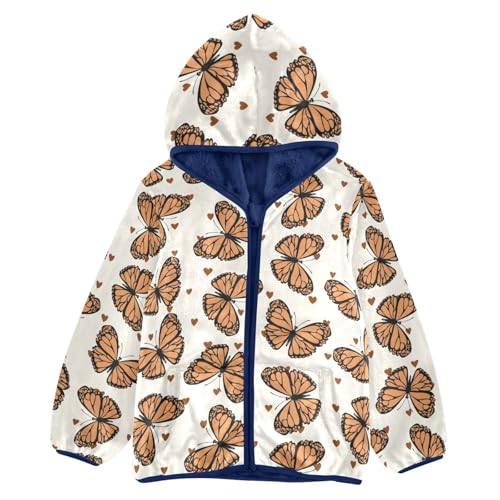 Funny Colorful Butterfly Girls Fleece Jacket Girls Fall Jacket Girls Zip Up Hoodie Girls Sherpa Jacket 2-10T